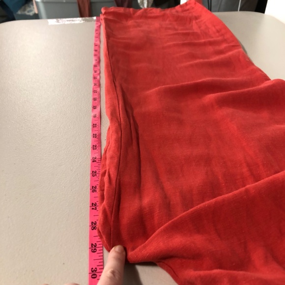 Ann Taylor Womens Wide Leg Linen Pants Size 0 Petite Red Pleat Front High Rise - Picture 10 of 12